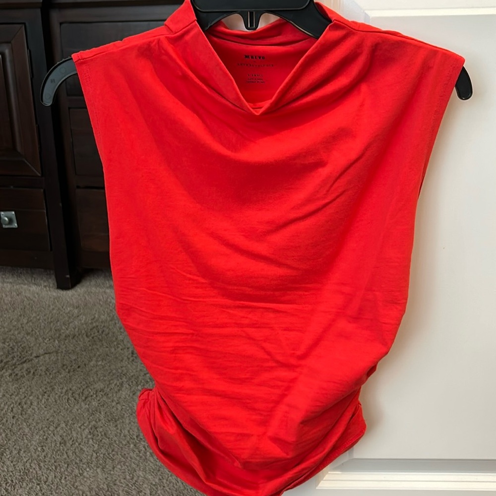 Bright red anthropology top